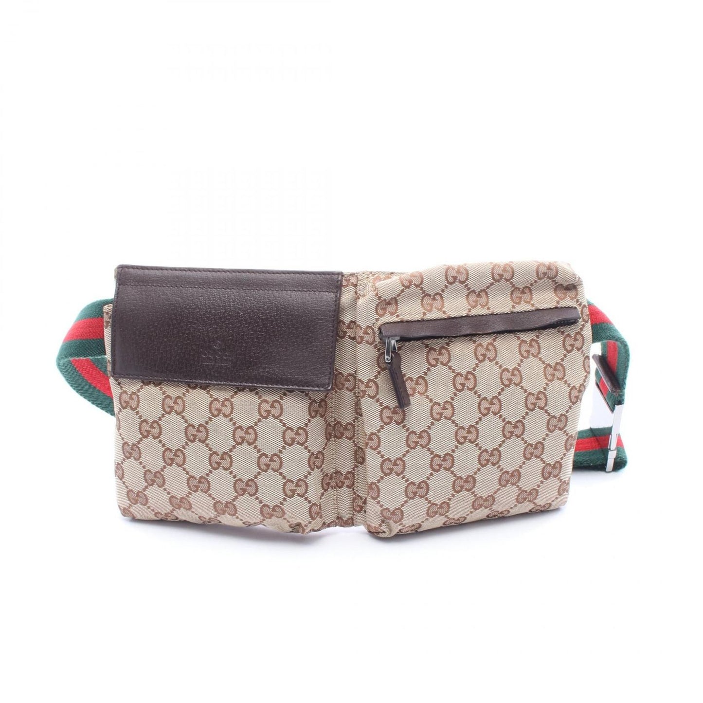 Gucci Waist Bag GG Canvas Beige Dark Brown Sherry
