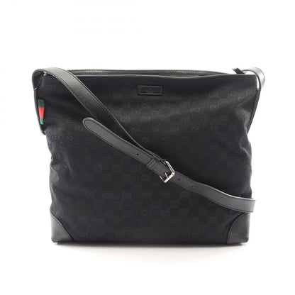 Gucci Shoulder Bag Canvas Sherry Line Black