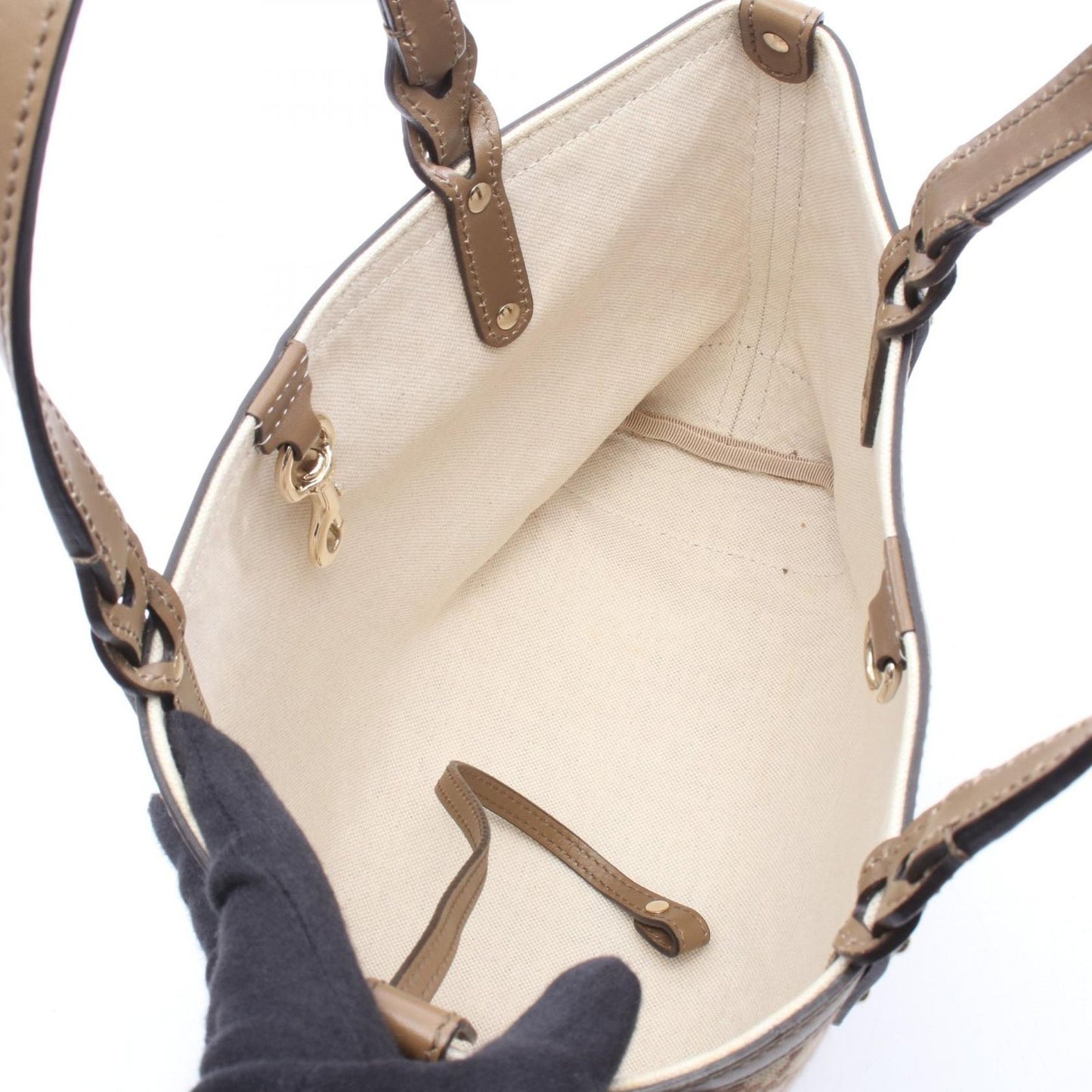 Gucci Tote Diamante Beige Brown Canvas Leather — view 3