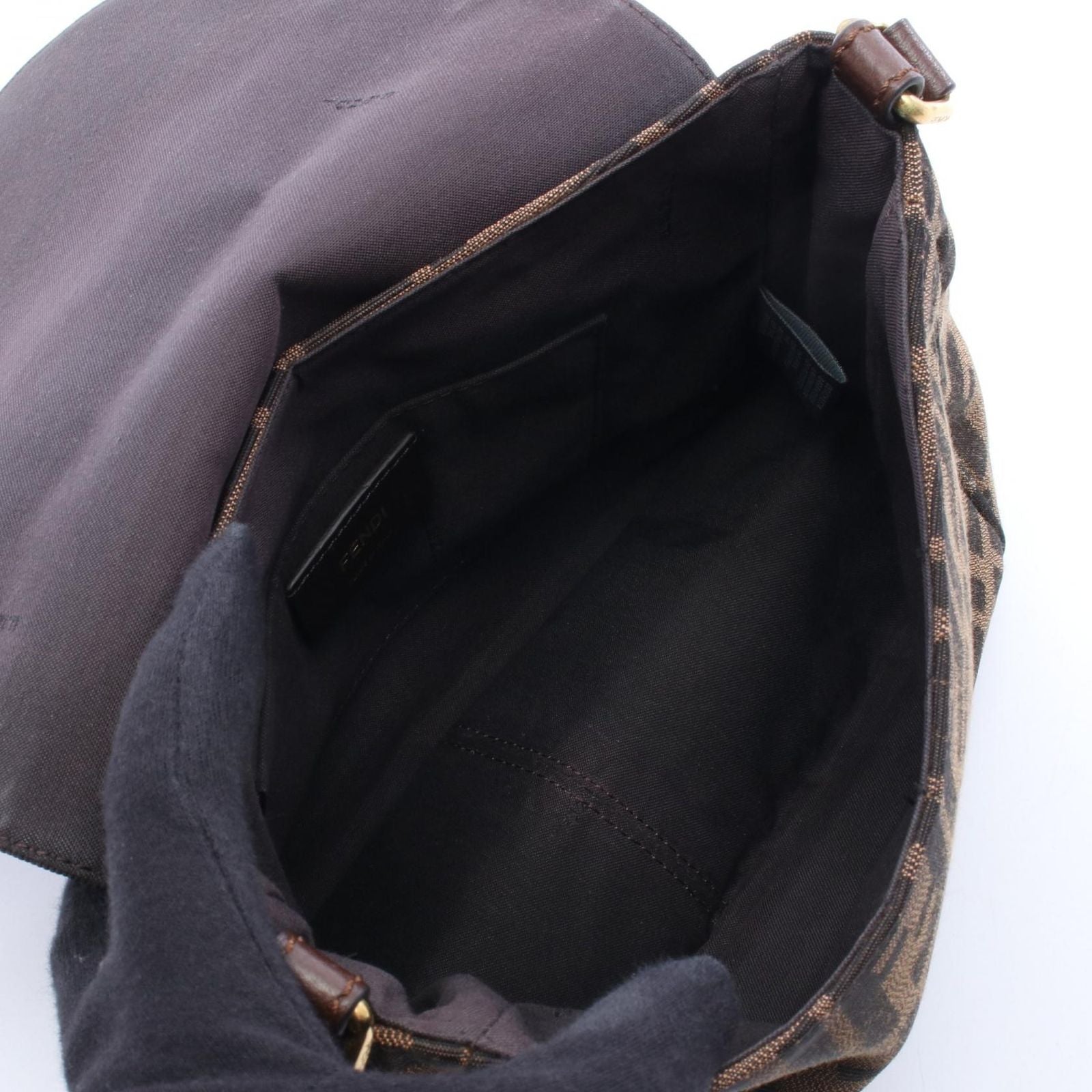 Fendi Shoulder Bag Zucca Brown Dark Canvas Leather — view 3