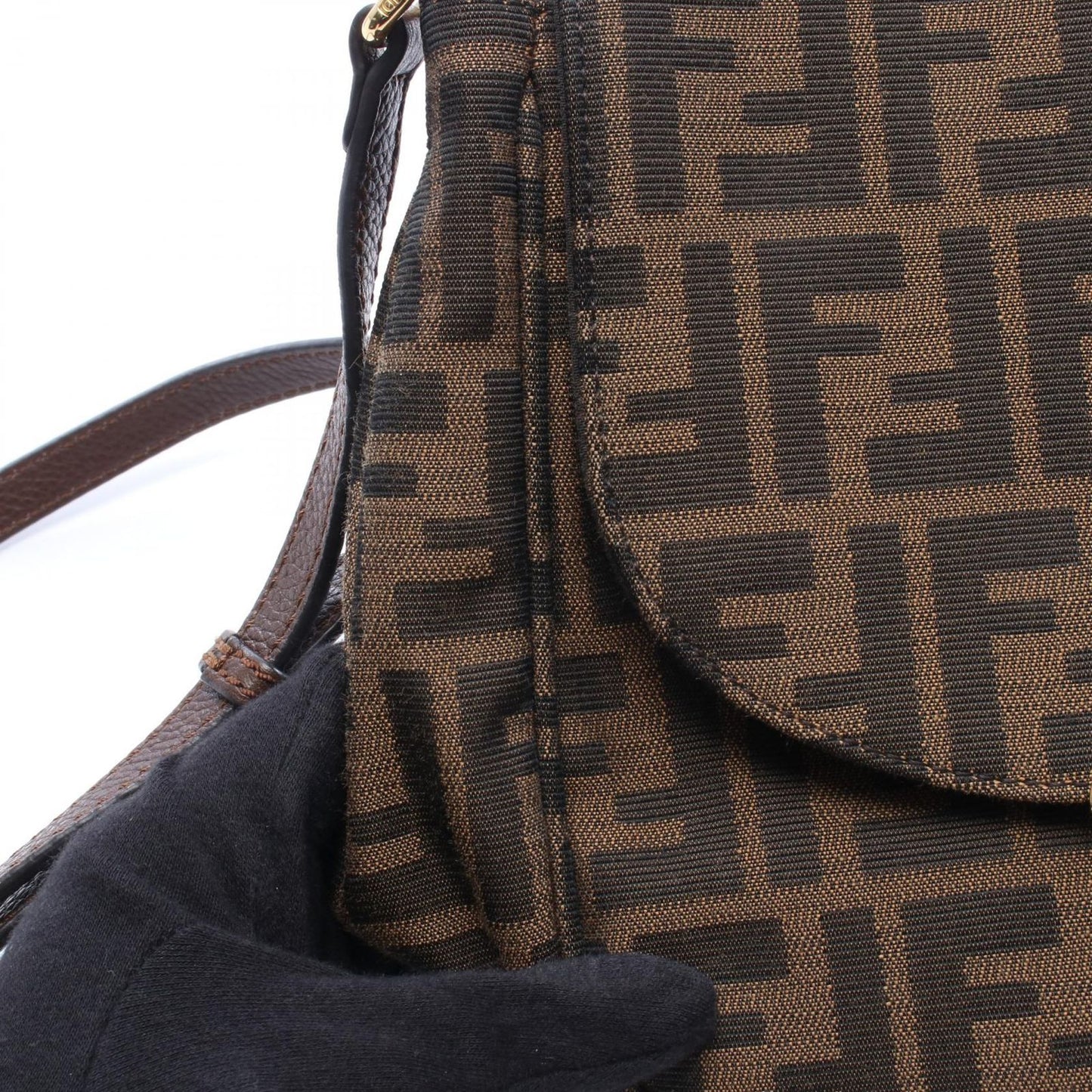 Fendi Shoulder Bag Zucca Brown Dark Canvas Leather — view 6
