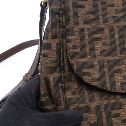 Fendi Shoulder Bag Zucca Brown Dark Canvas Leather — view 6