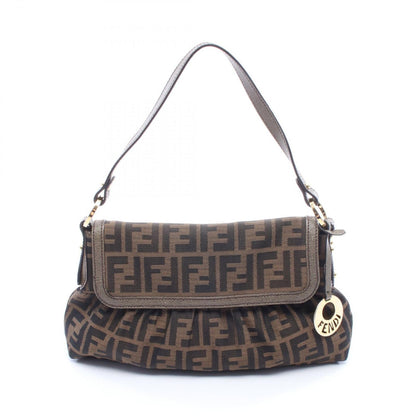 Fendi Shoulder Bag Zucca Brown Canvas Leather