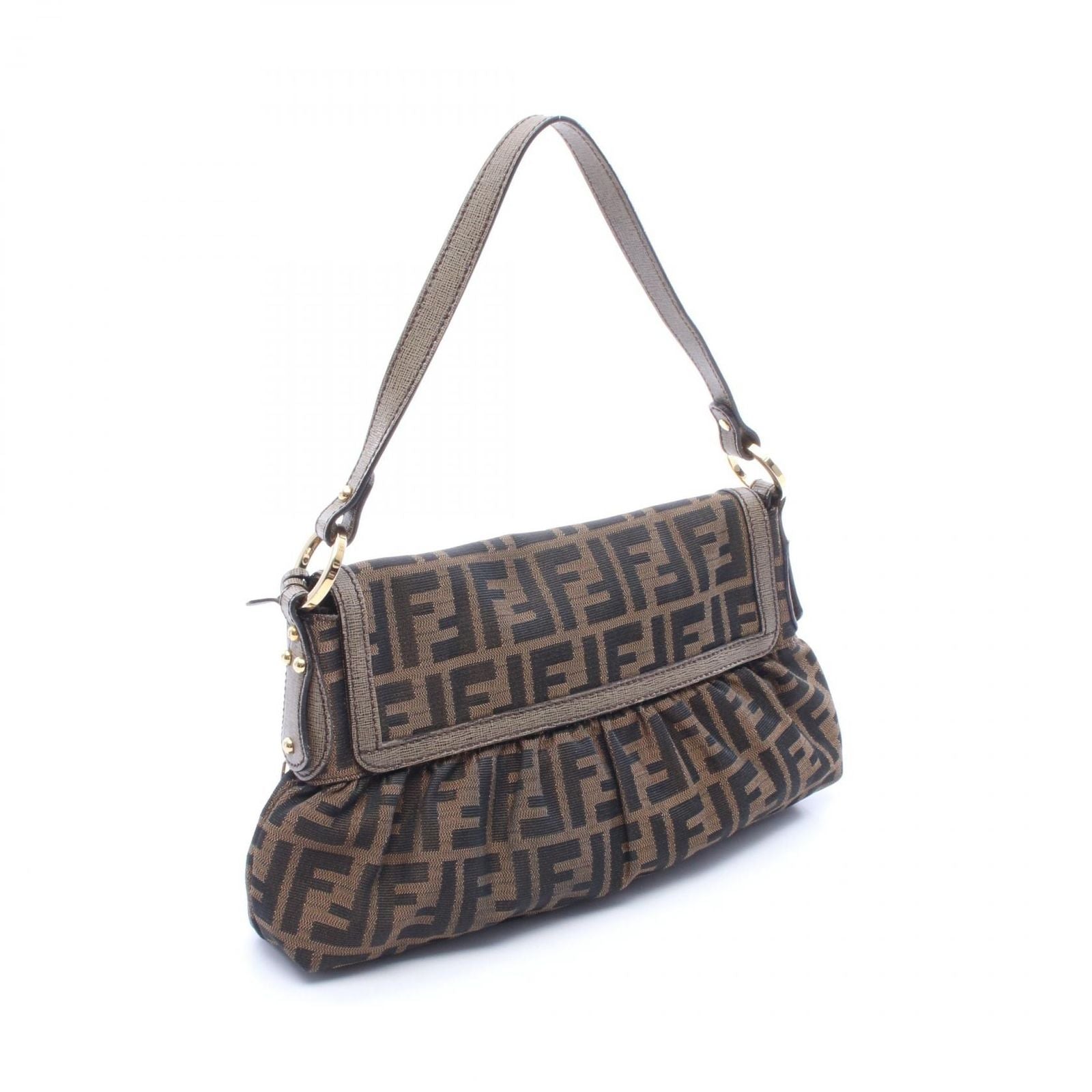 Fendi Shoulder Bag Zucca Brown Canvas Leather — view 2