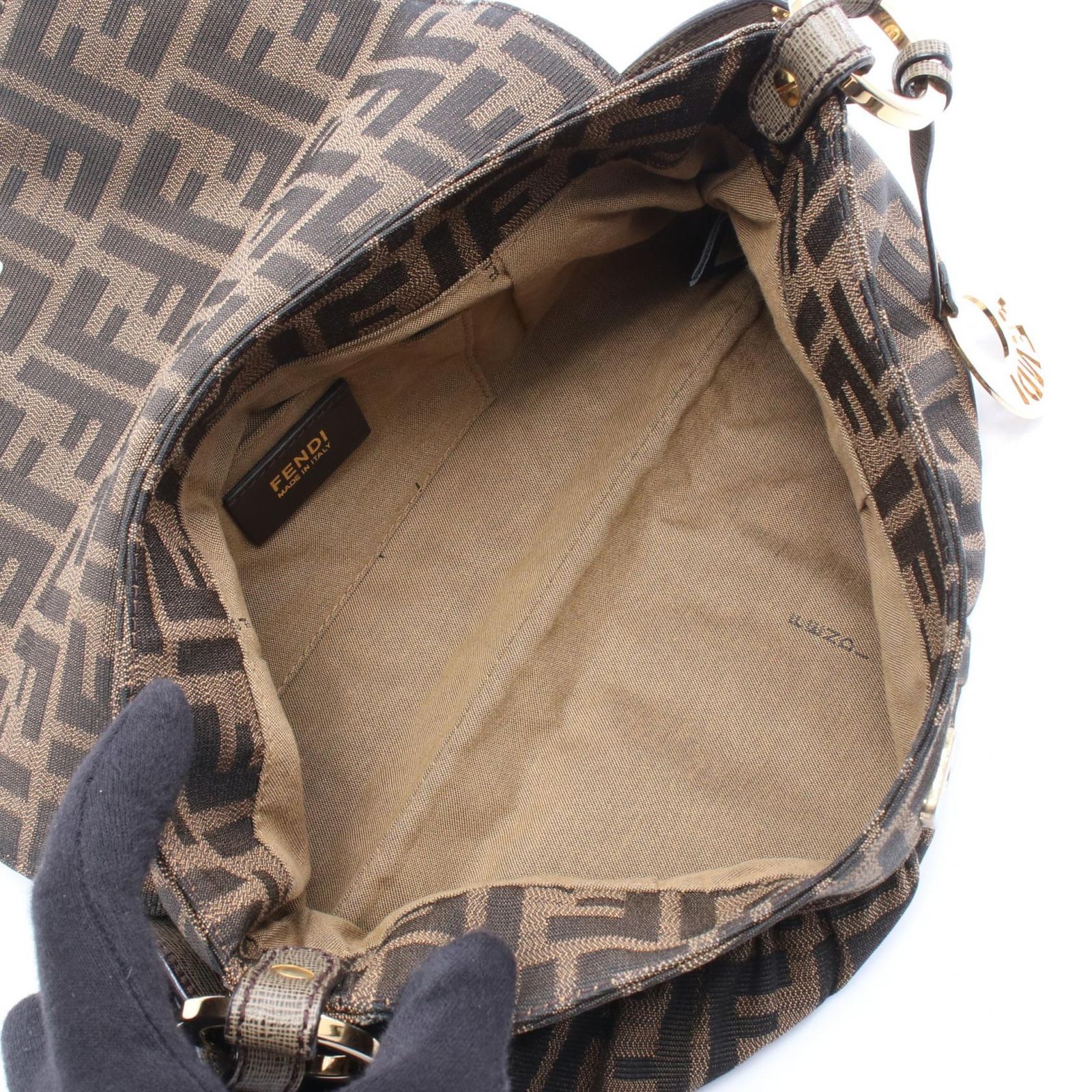 Fendi Shoulder Bag Zucca Brown Canvas Leather — view 3
