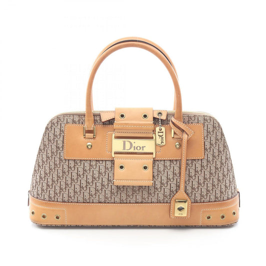 Dior Handbag Street Chic Trotter Beige Canvas Leather