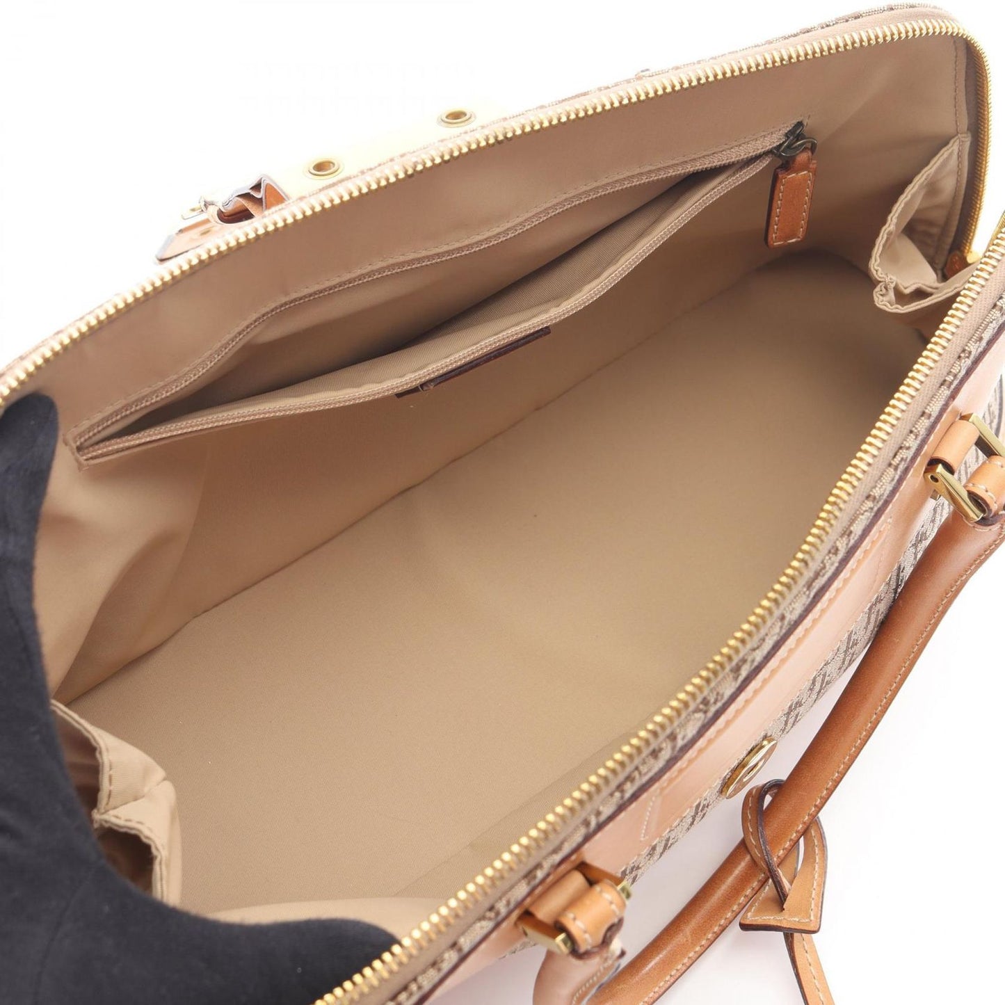 Dior Handbag Street Chic Trotter Beige Canvas Leather — view 3