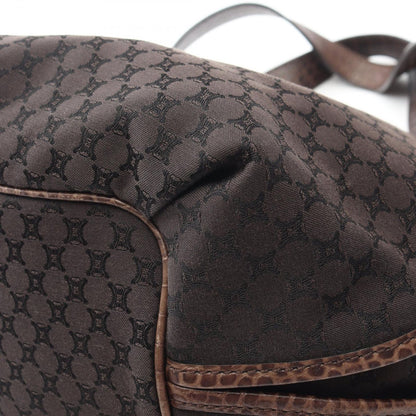 Celine Handbag Bittersweet Macadam Croco Embossed Dark Brown Canvas Leather — view 6