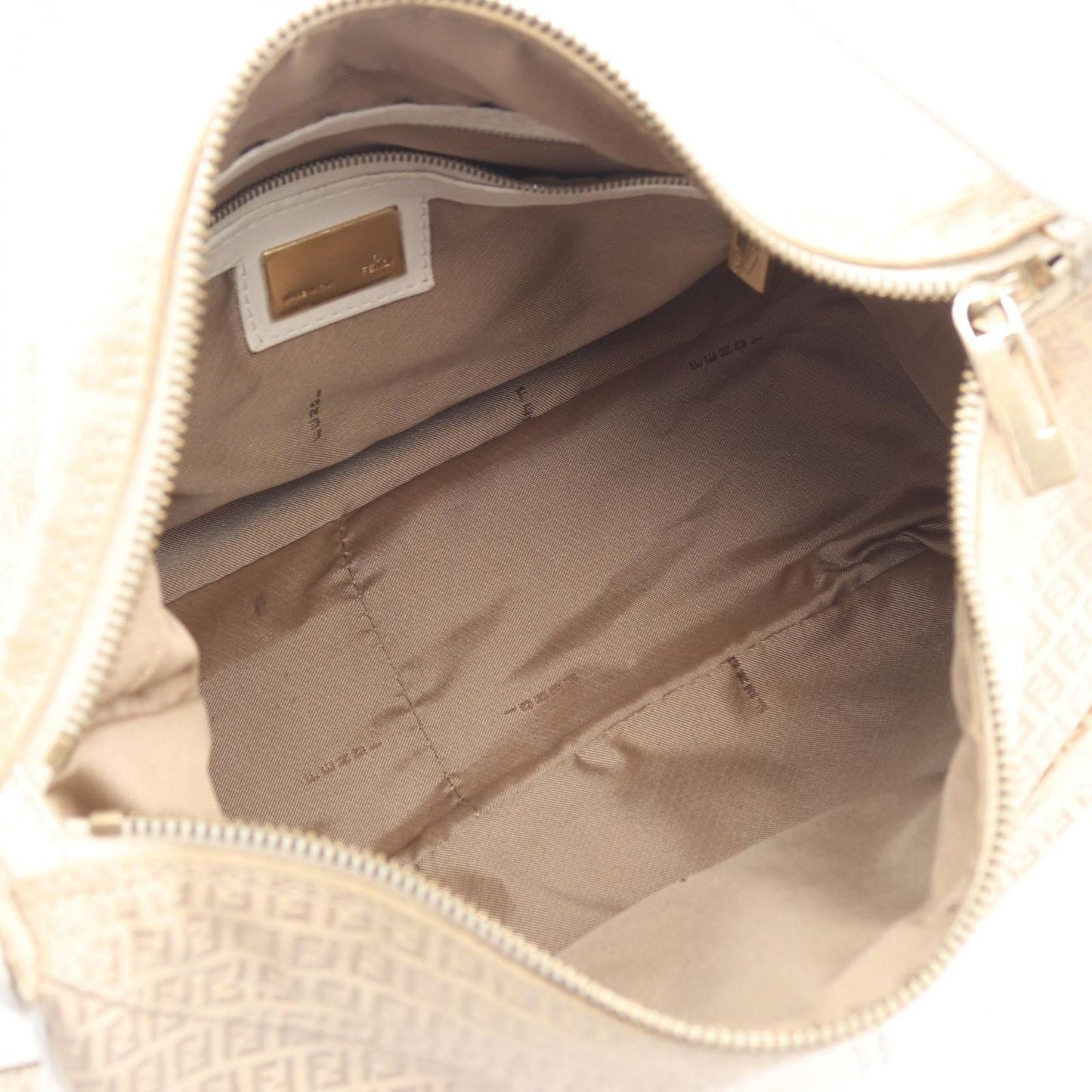Fendi Shoulder Bag Micro FF Beige White Canvas Leather — view 3