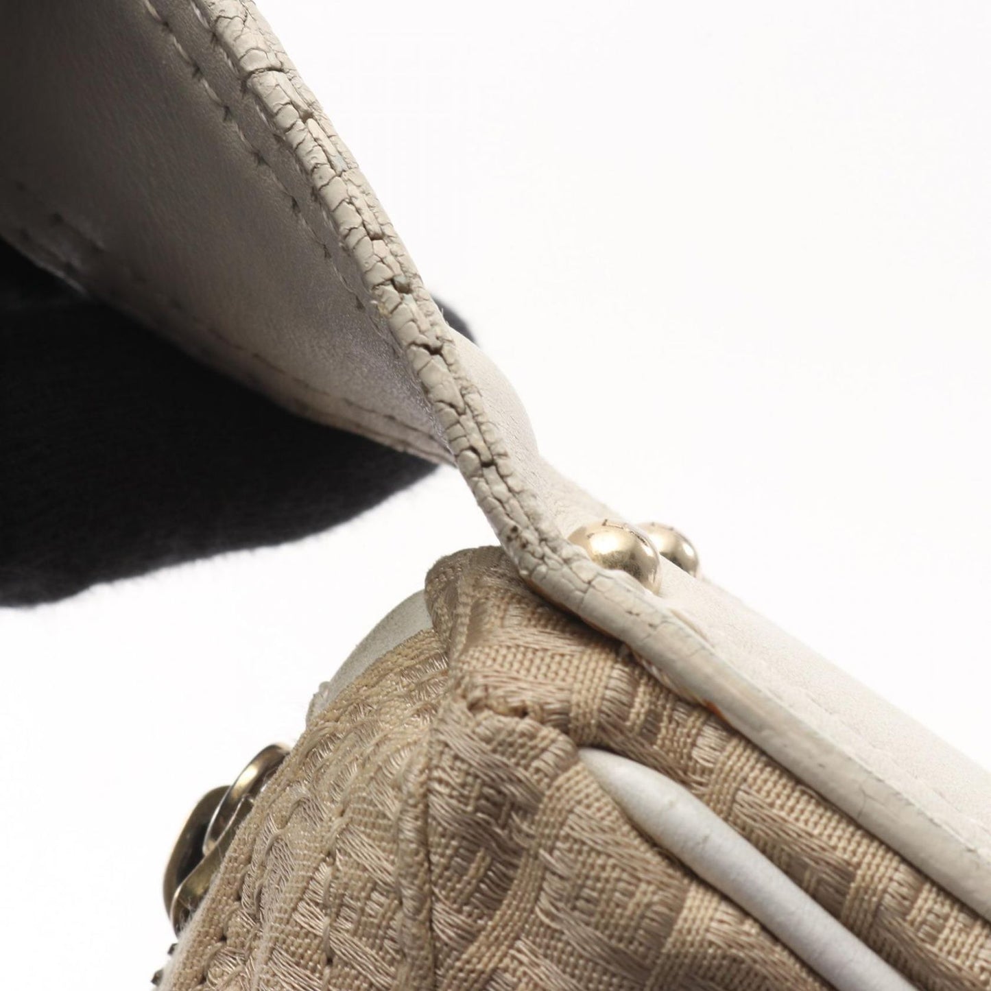 Fendi Shoulder Bag Micro FF Beige White Canvas Leather — view 9