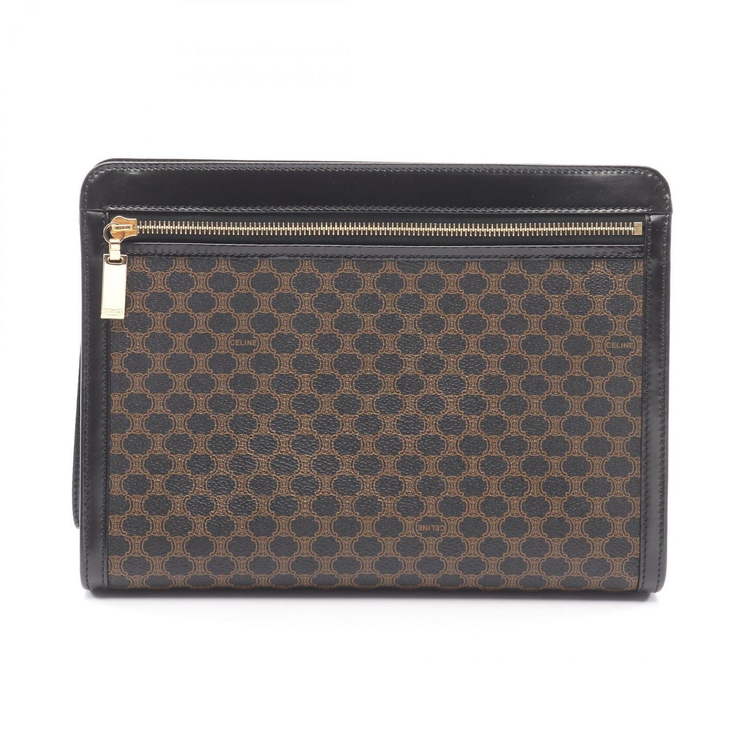 Celine Clutch Macadam Dark Brown Canvas Leather