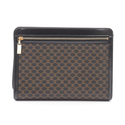 Celine Clutch Macadam Dark Brown Canvas Leather