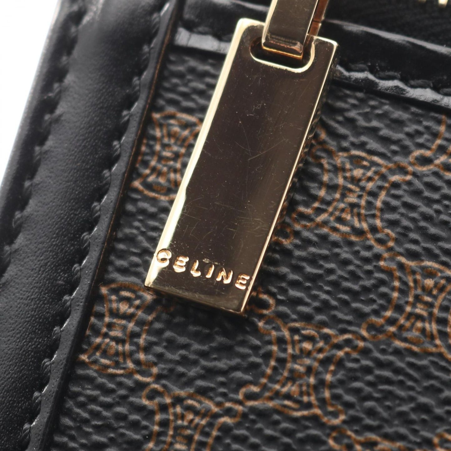 Celine Clutch Macadam Dark Brown Canvas Leather — view 7