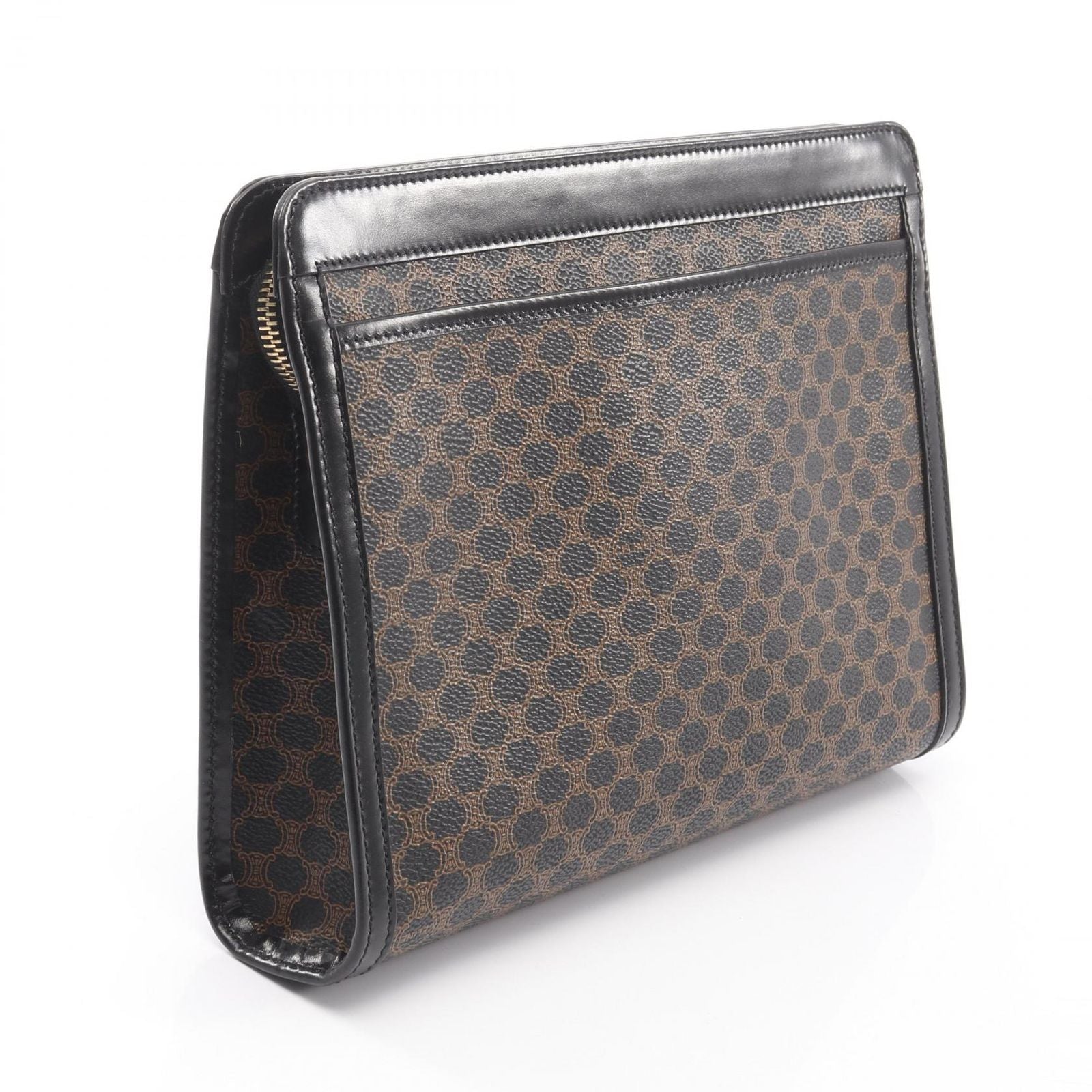 Celine Clutch Macadam Dark Brown Canvas Leather — view 2