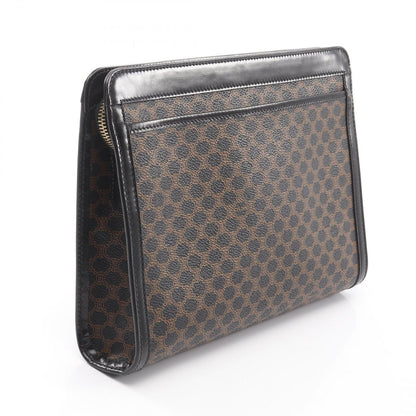 Celine Clutch Macadam Dark Brown Canvas Leather — view 2