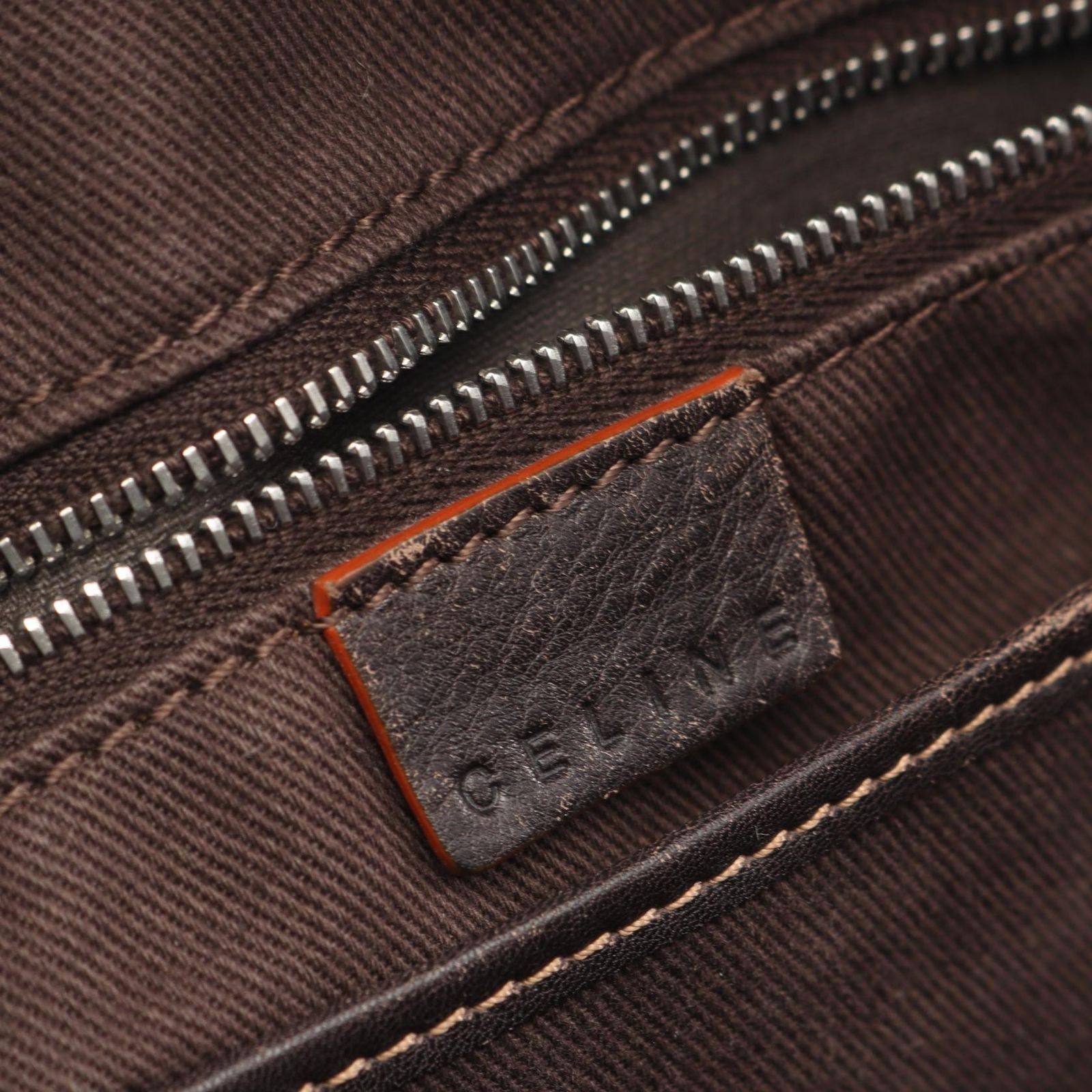 Celine Boston Bag Macadam 2-Way Beige Dark Brown Canvas Leather — view 4