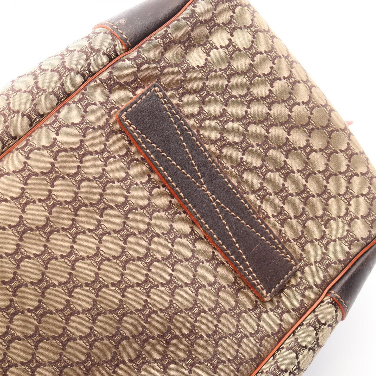 Celine Boston Bag Macadam 2-Way Beige Dark Brown Canvas Leather — view 7