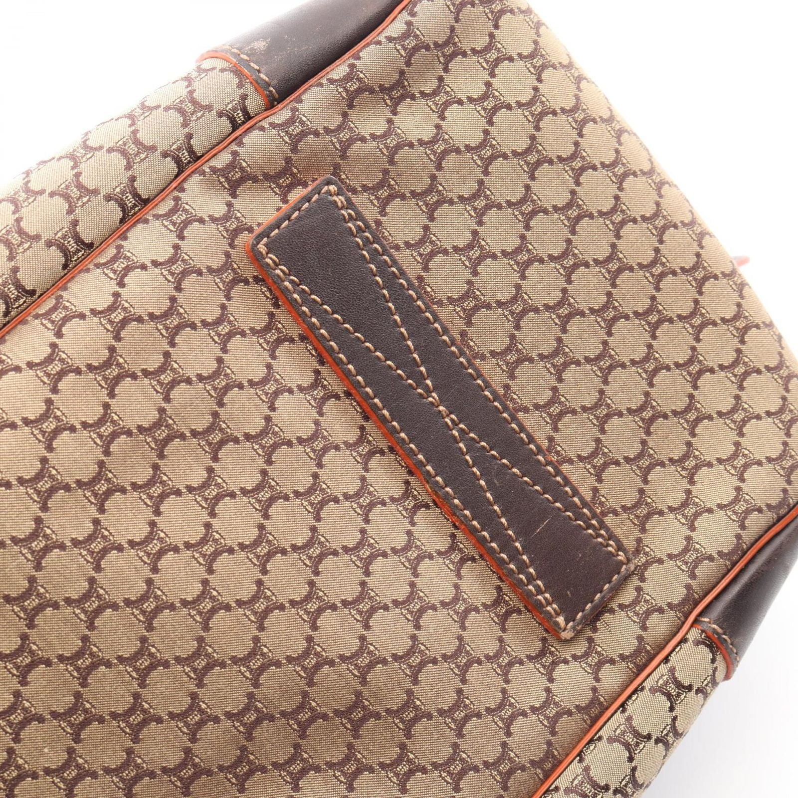 Celine Boston Bag Macadam 2-Way Beige Dark Brown Canvas Leather — view 7