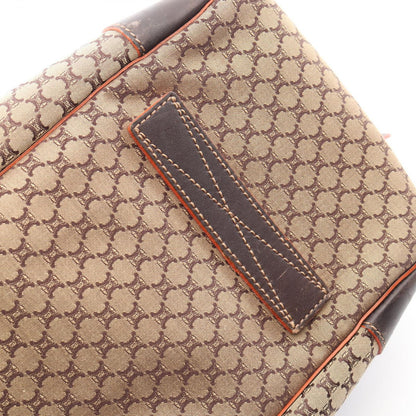 Celine Boston Bag Macadam 2-Way Beige Dark Brown Canvas Leather — view 7