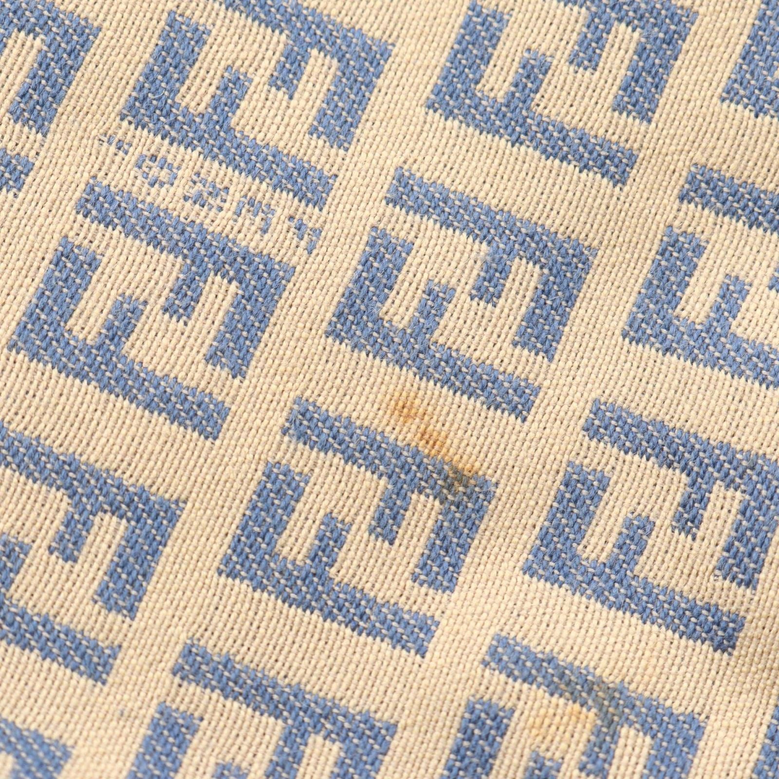 Fendi Handbag Zucchino Beige Blue Canvas Leather — view 9