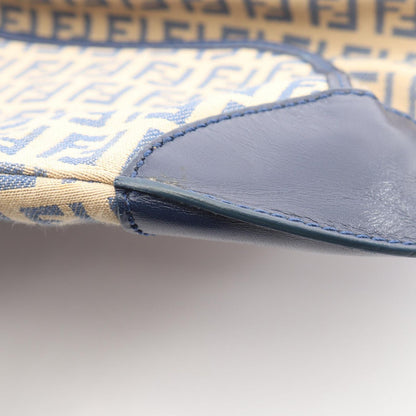 Fendi Handbag Zucchino Beige Blue Canvas Leather — view 7