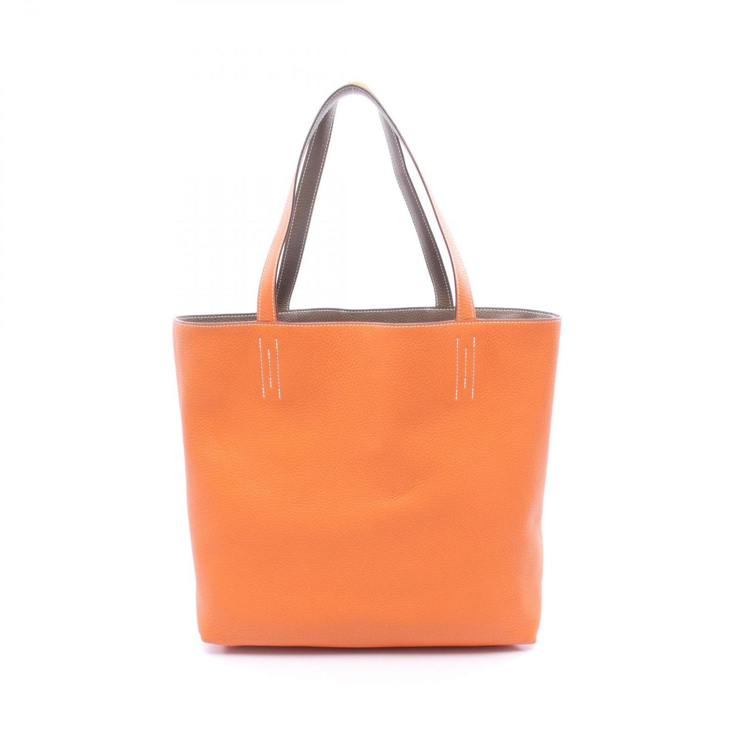 Hermes Tote Double Sens 45 Etoupe Orange 46