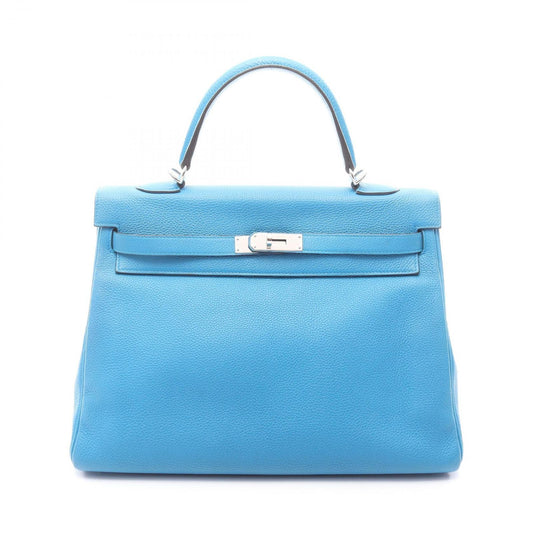 Hermes Handbag Kelly 35 Blue Zanzibar Retourne 2-Way