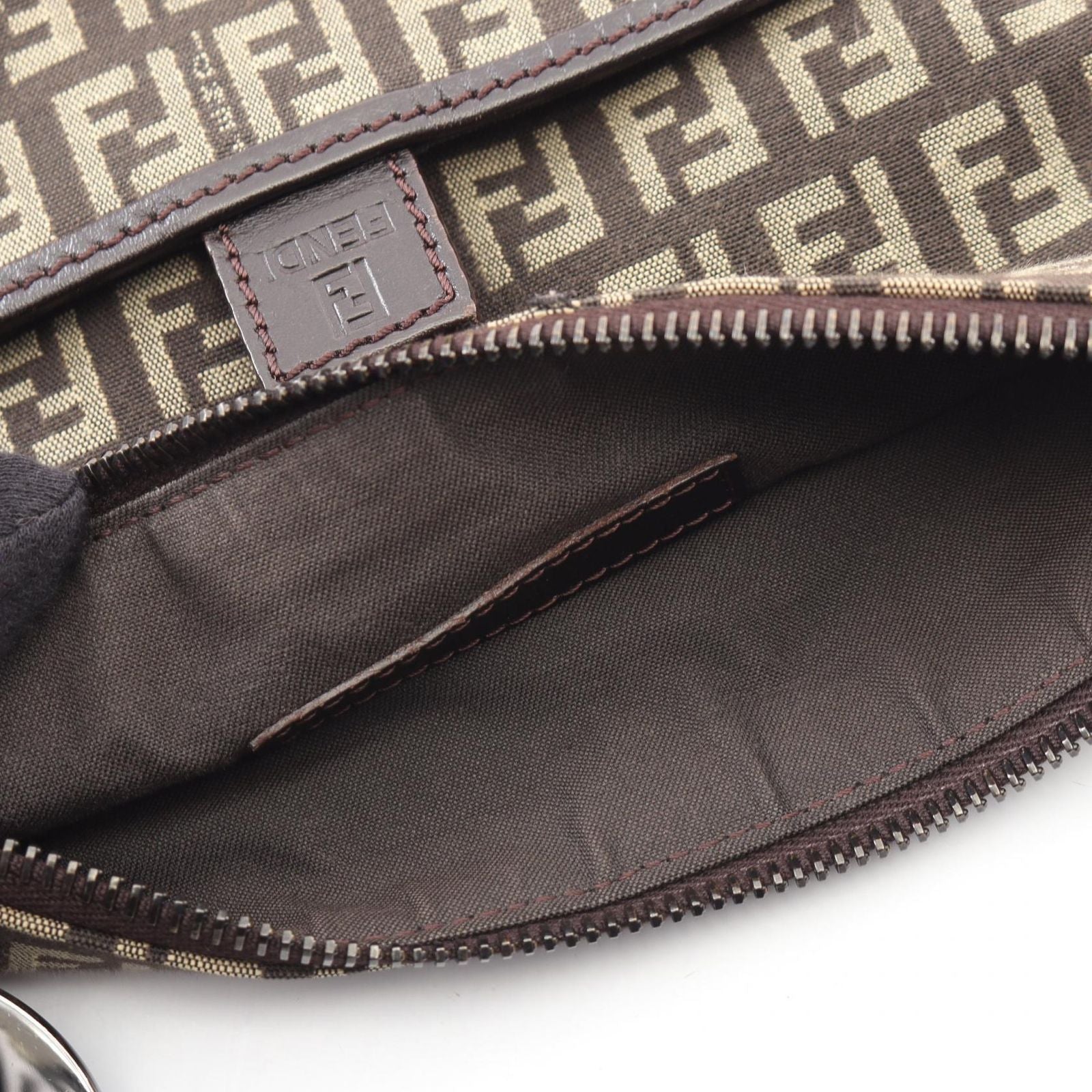Fendi Shoulder Bag Zucchino Brown Canvas Leather — view 5