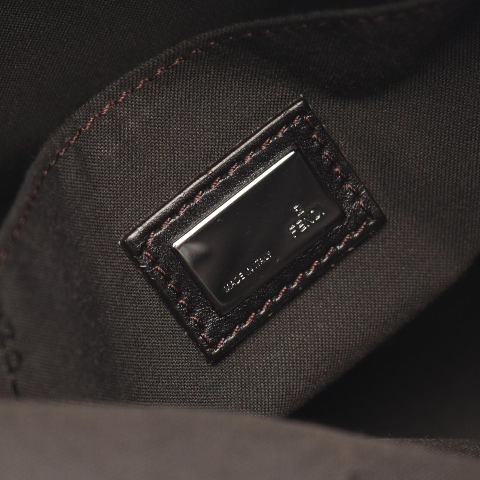 Fendi Shoulder Bag Zucchino Brown Canvas Leather — view 4