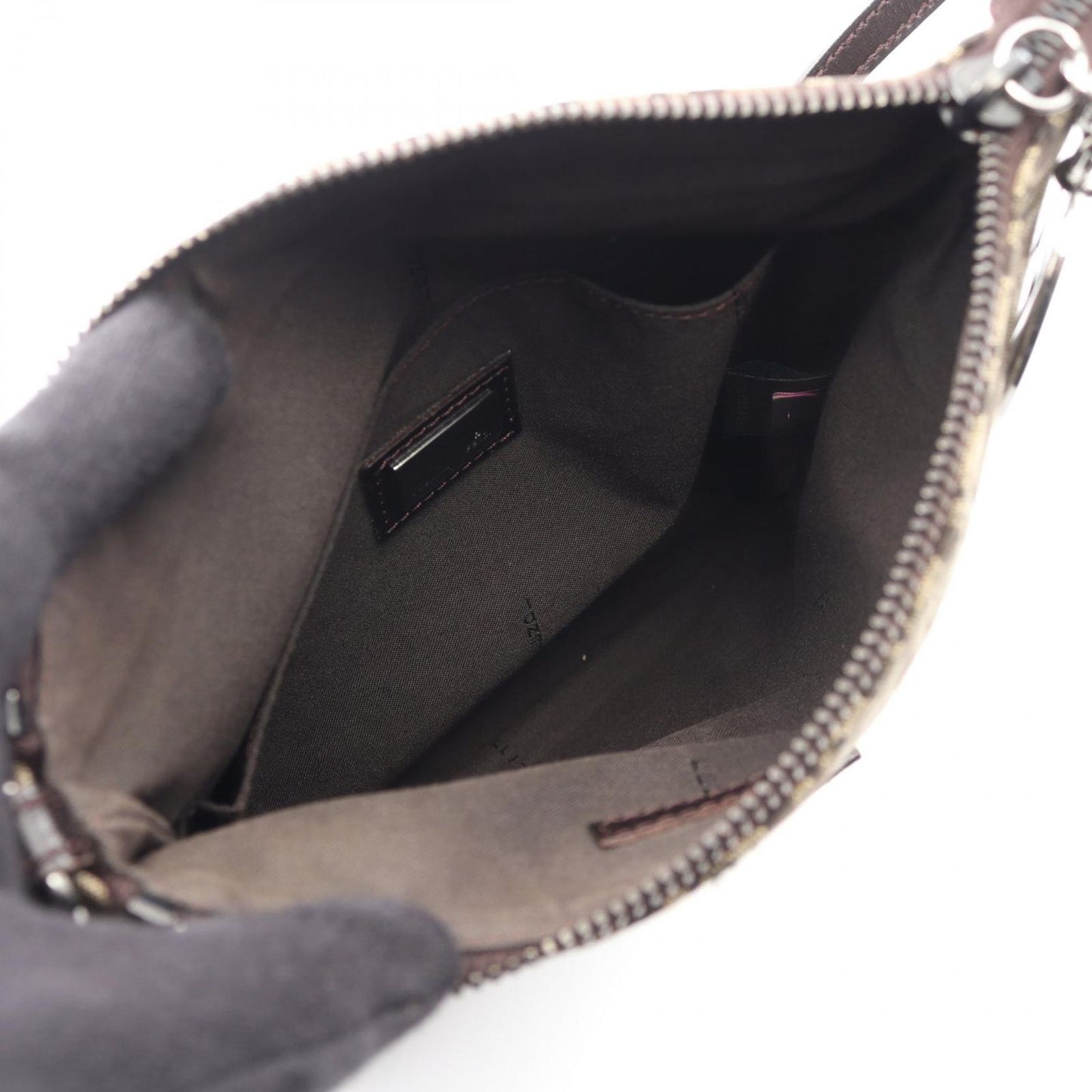 Fendi Shoulder Bag Zucchino Brown Canvas Leather — view 3