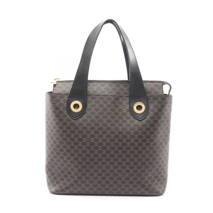 Celine Handbag Macadam Dark Brown Canvas Leather Tote