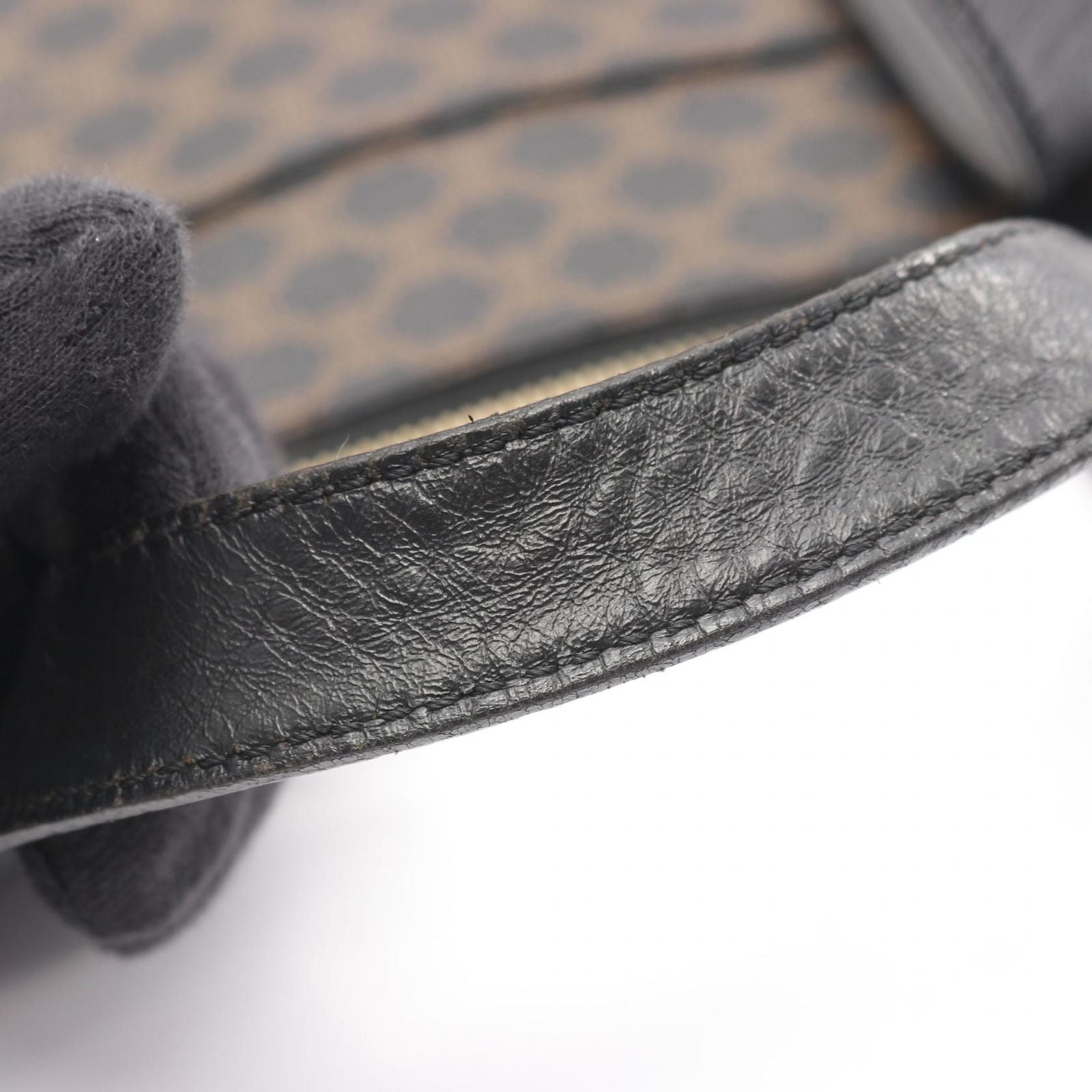 Celine Handbag Macadam Dark Brown Canvas Leather Tote — view 8