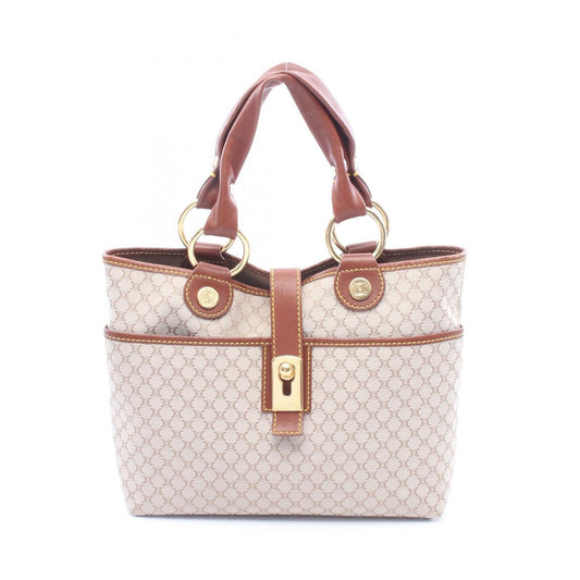 Celine Handbag Macadam Beige Brown Canvas Leather