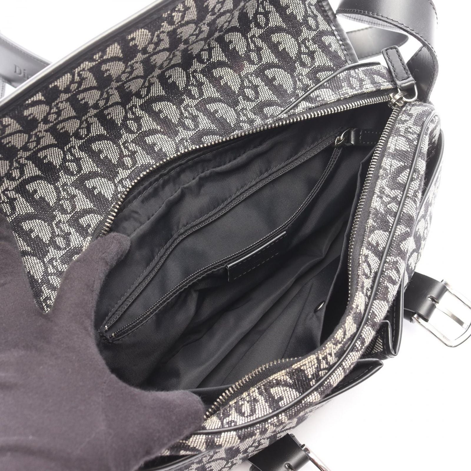 Dior Shoulder Bag Trotter Navy Canvas Leather — view 3