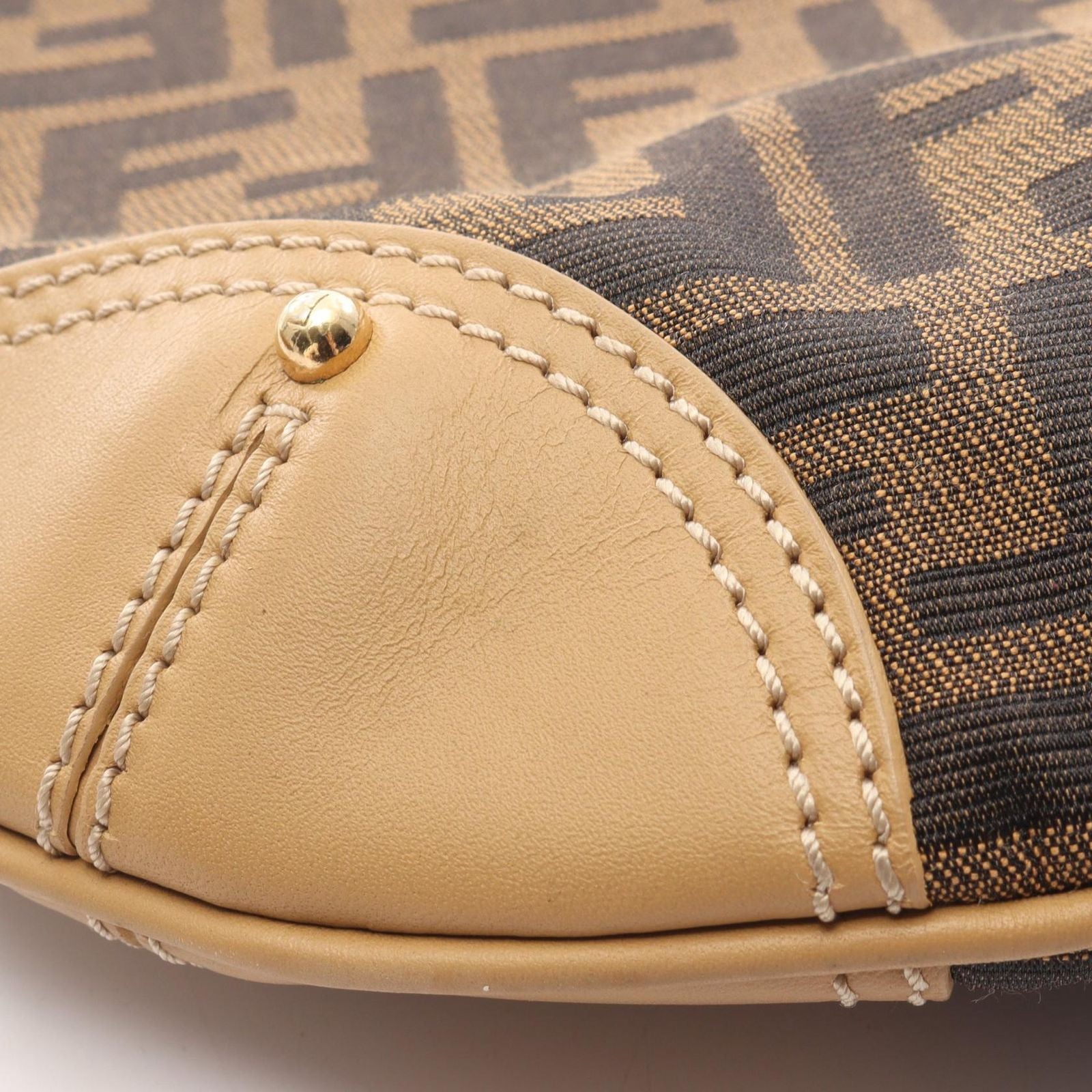 Fendi Shoulder Bag Zucca Brown Canvas Leather — view 9