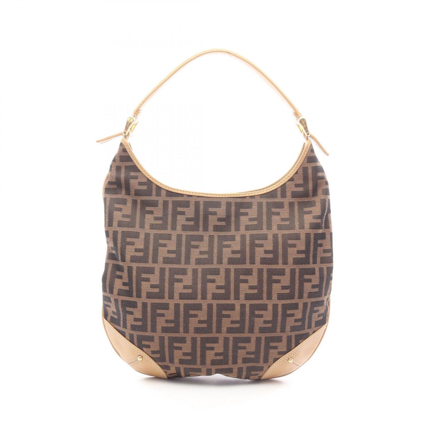 Fendi Shoulder Bag Zucca Brown Canvas Leather