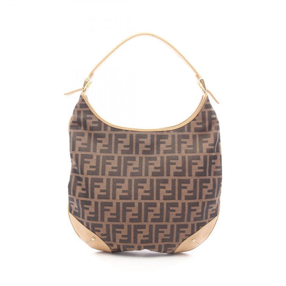 Fendi Shoulder Bag Zucca Brown Canvas Leather