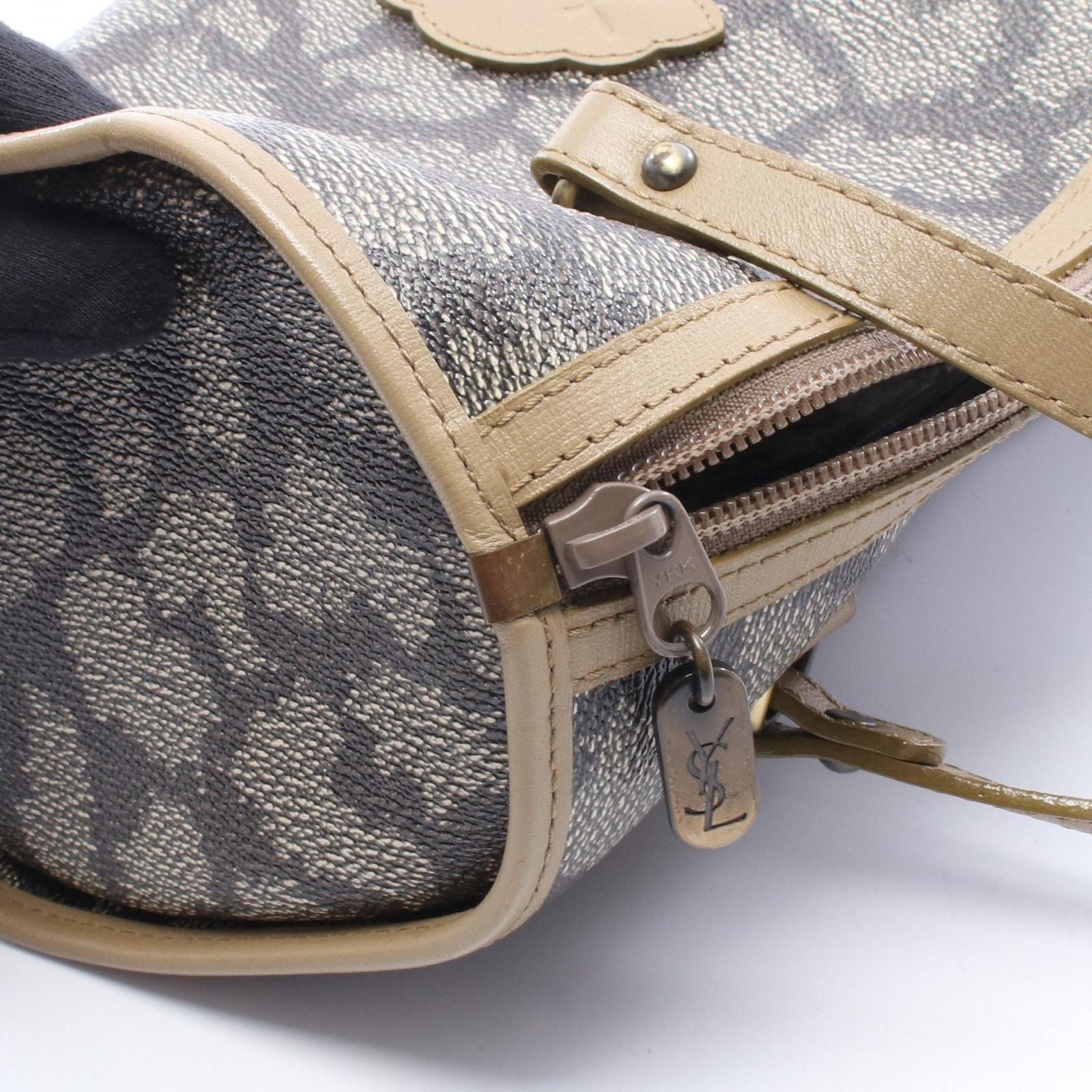 Saint Laurent Yves Handbag Leopard Khaki Canvas Leather — view 5