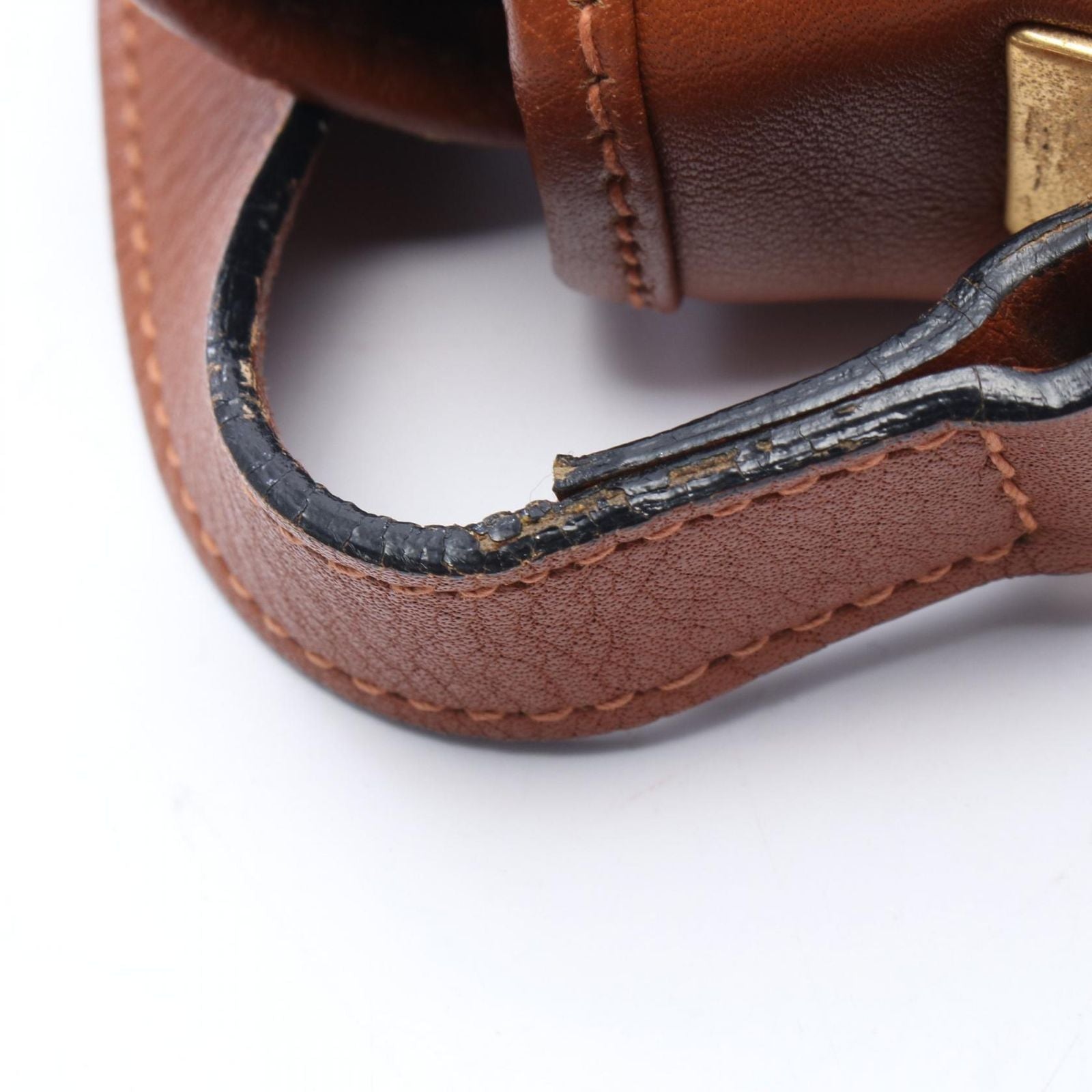Saint Laurent Yves Shoulder Bag Brown Canvas Leather Triangle Logo — view 9