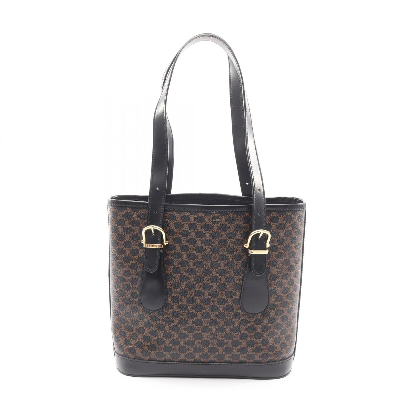 Celine Tote Macadam Dark Brown Canvas Leather