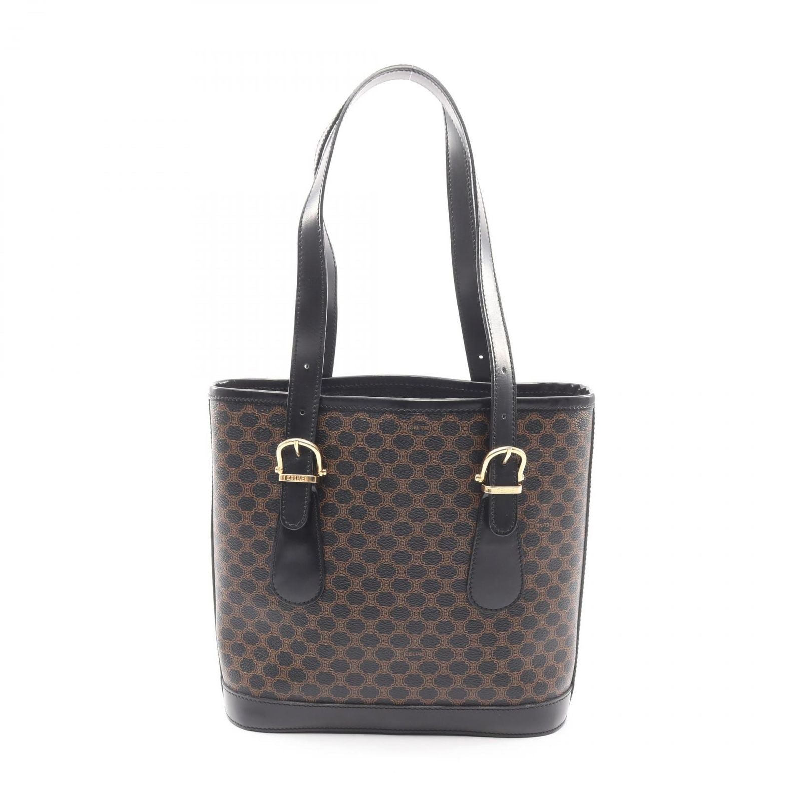 Celine Tote Macadam Dark Brown Canvas Leather