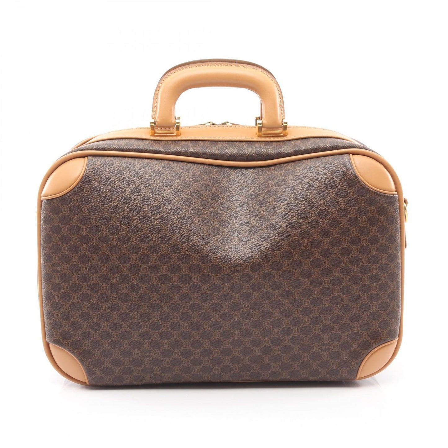 Celine Briefcase Macadam Dark Brown Canvas Leather 2-Way