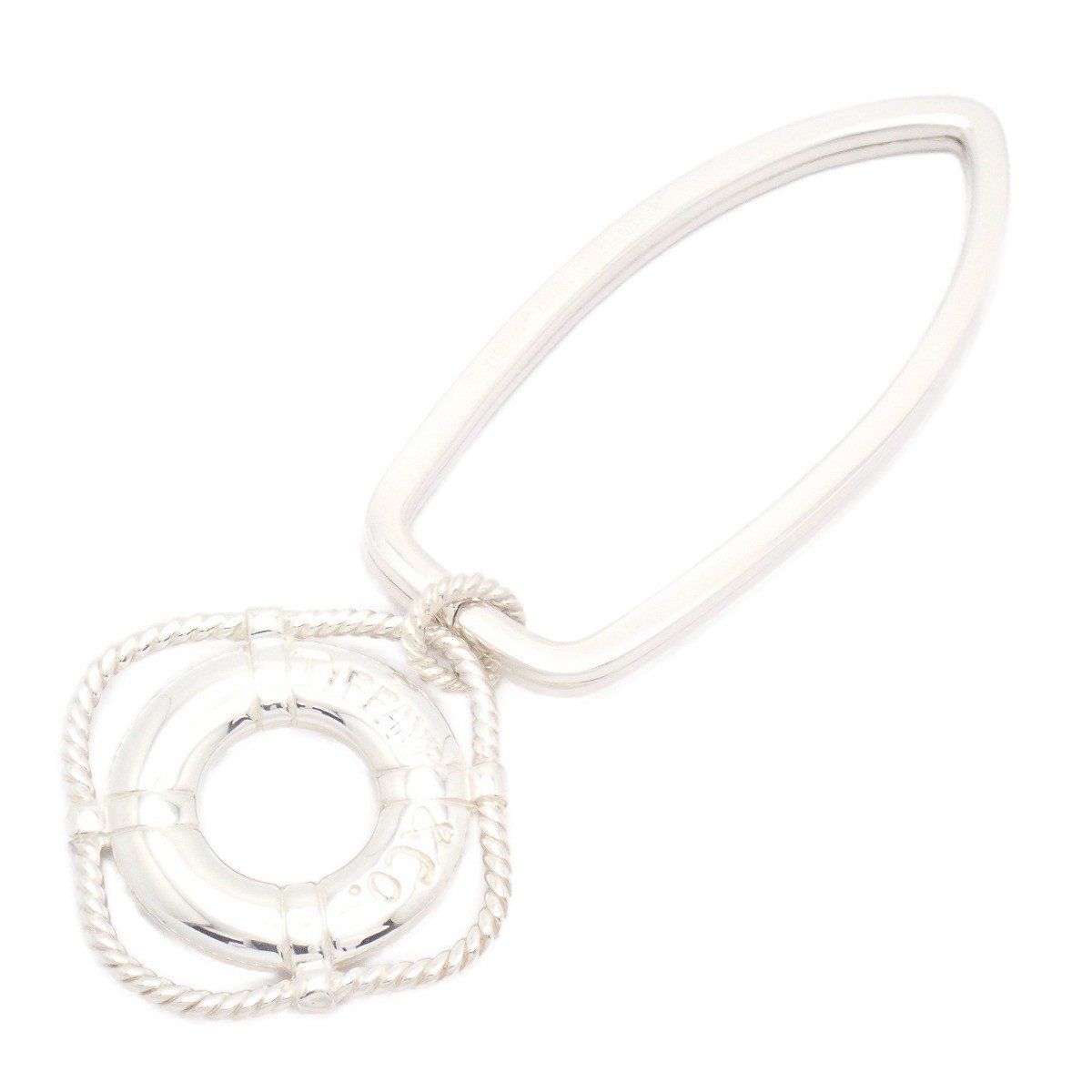 Tiffany & Co Marine Boat Lifting Leather Ring Motif Key 925 Sterling Silver