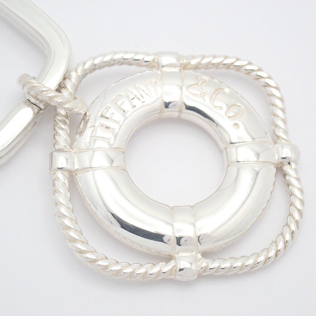Tiffany & Co Marine Boat Lifting Leather Ring Motif Key 925 Sterling Silver — view 3
