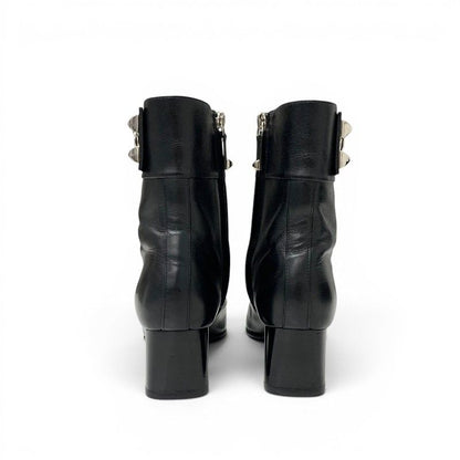 Hermes Boots Short Shoes Leather Black Silver Collier Chien Studs — view 5
