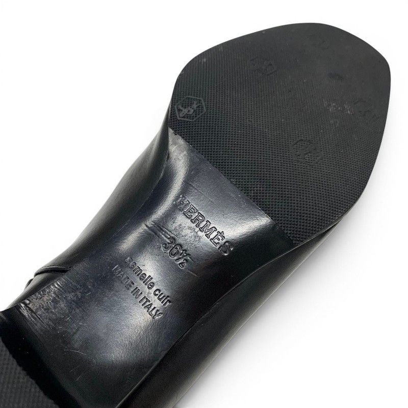 Hermes Boots Short Shoes Leather Black Silver Collier Chien Studs — view 8