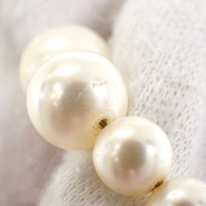 Chanel CC Pearl Long Necklace Metal Faux White Black Gold Pendant CC Logo — view 9