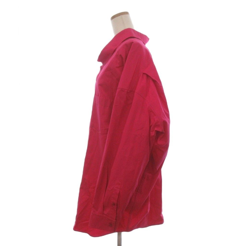 Balenciaga Pink Logo Print Cotton Oversized Shirt Jacket 34 — view 2
