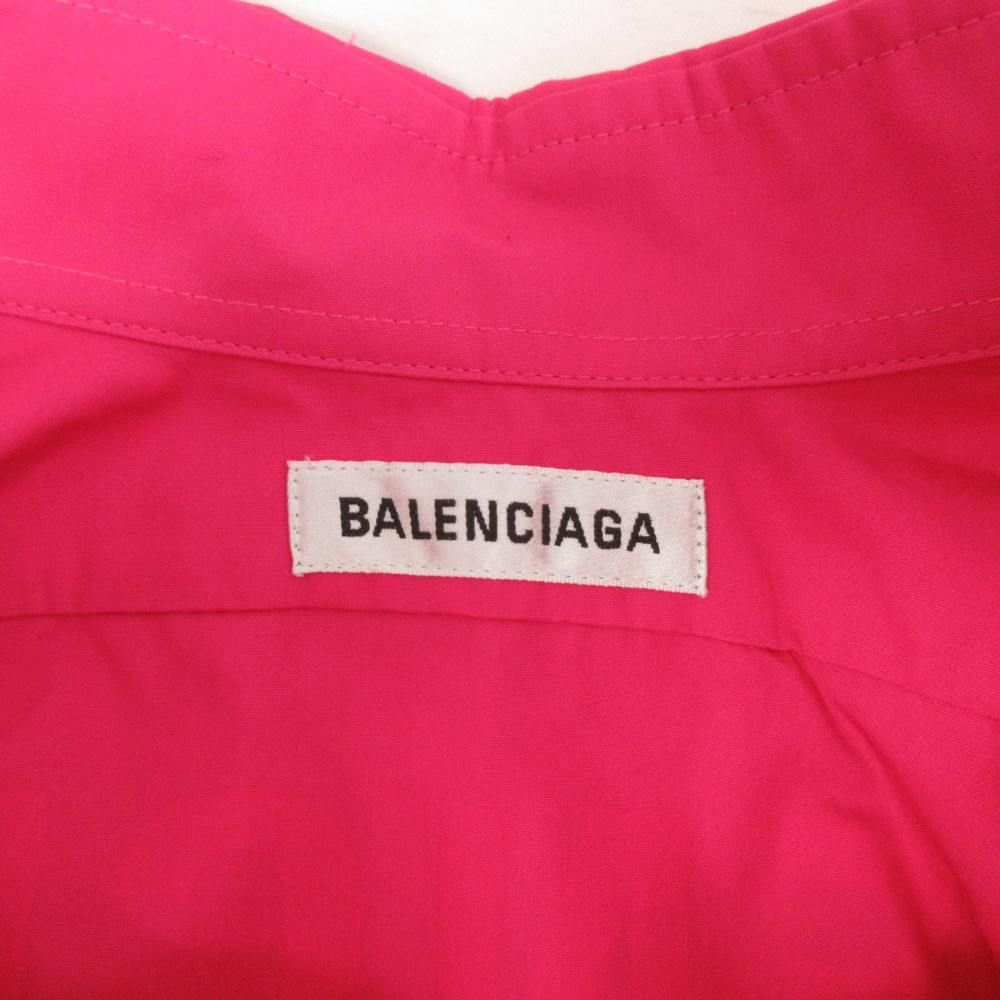 Balenciaga Pink Logo Print Cotton Oversized Shirt Jacket 34 — view 6