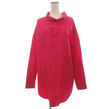 Balenciaga Pink Logo Print Cotton Oversized Shirt Jacket 34 — view 3